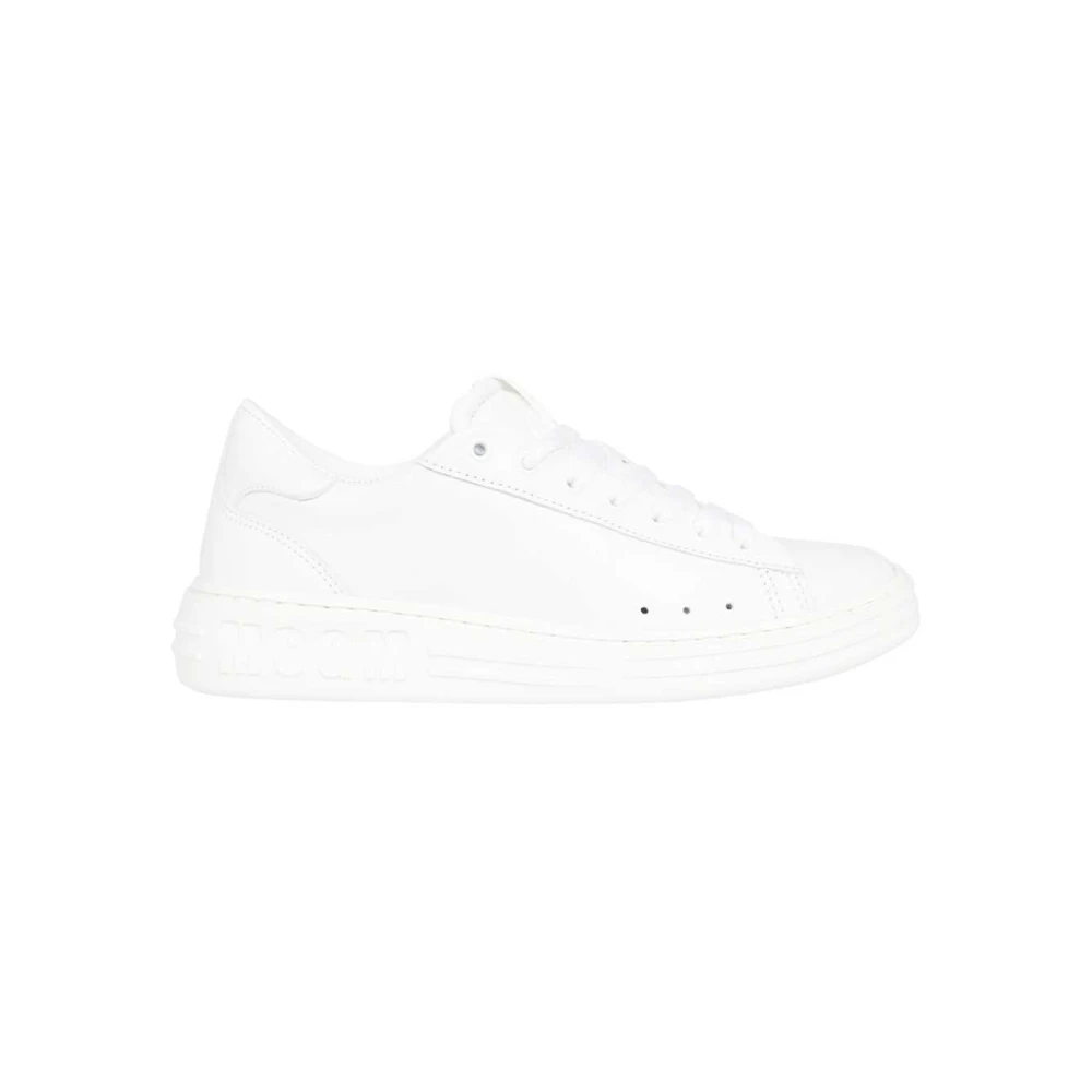 Msgm Leren sneakers met logodetail Dames Schoenen Wit