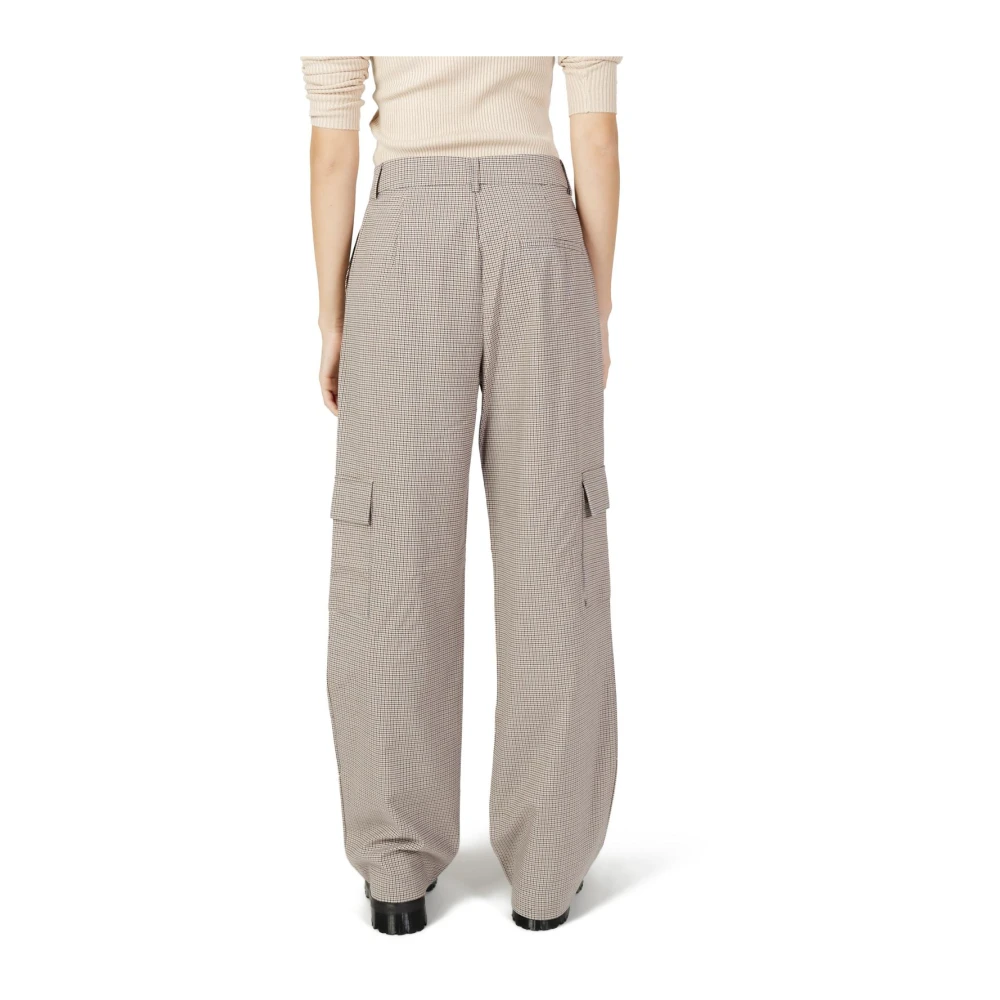Only Beige Geruite Cargo Broek Beige Dames