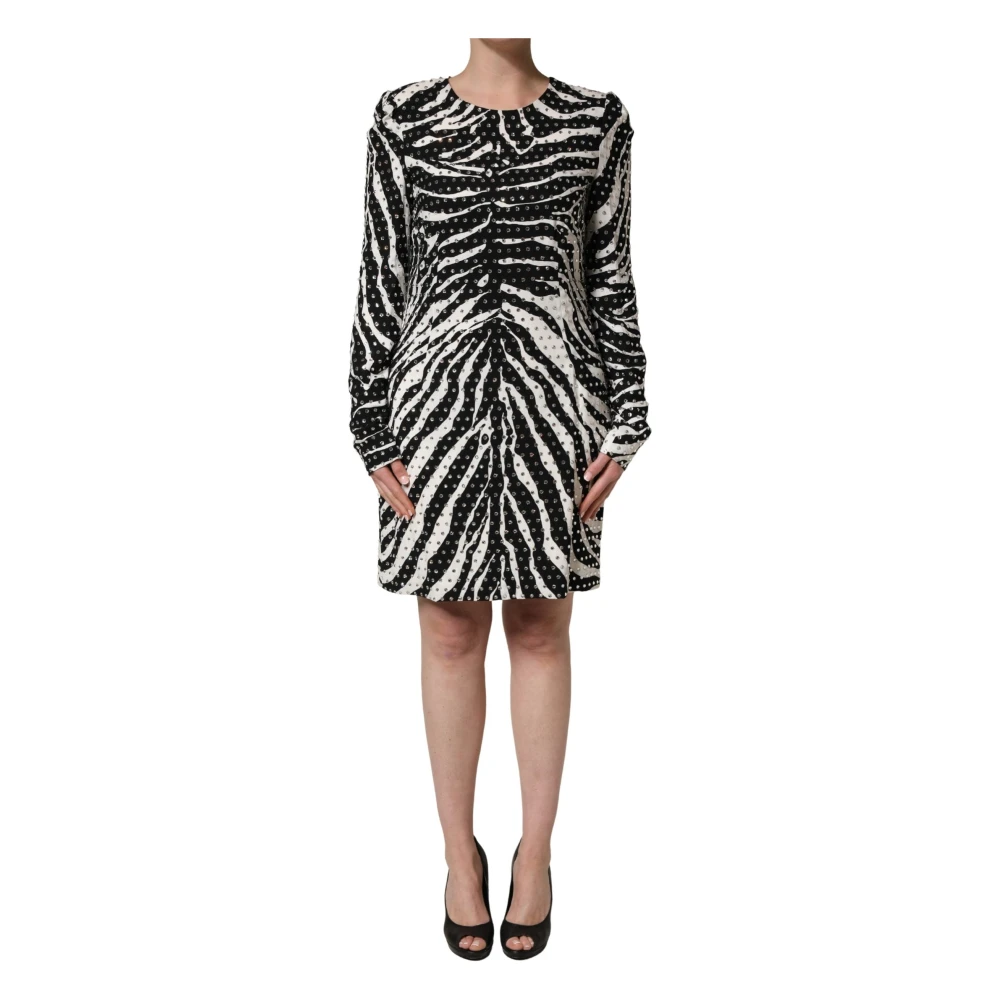 Dolce & Gabbana Women's Black Zebra Rhinestones Mini Dress - Short Dresses - Xs - Dresses