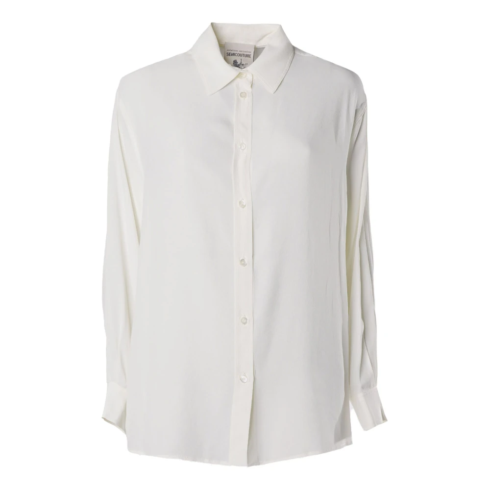 Semicouture Zijden Klassieke Overhemd Wit White Dames