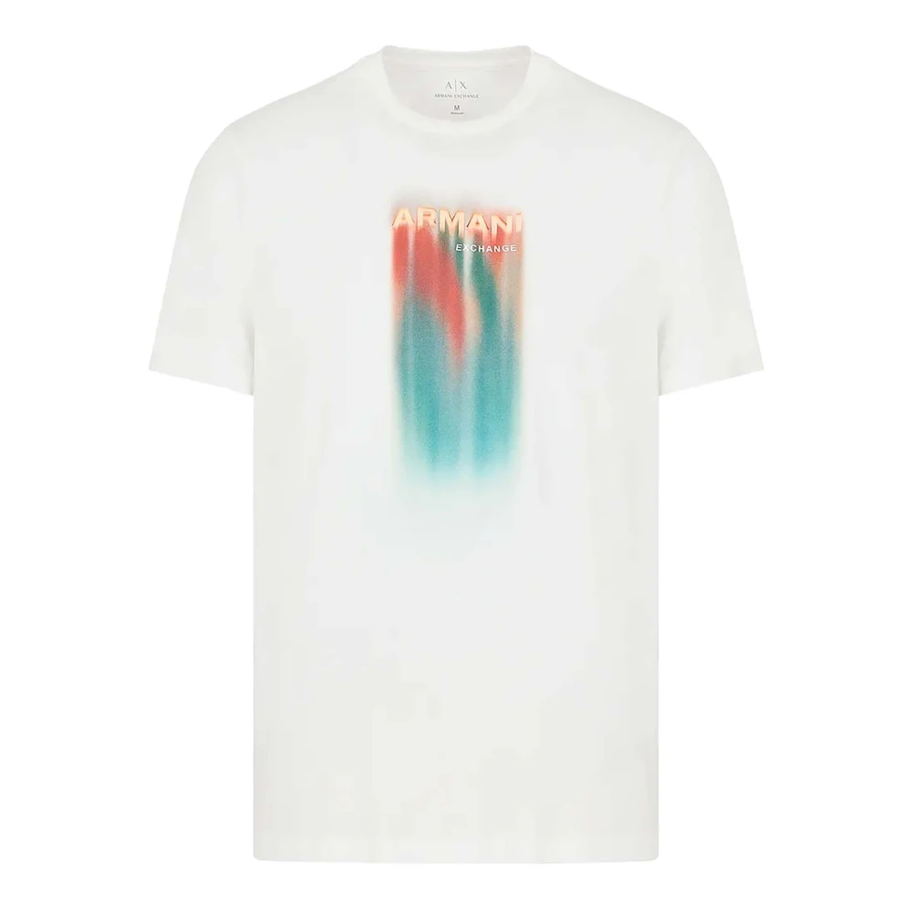 Armani Exchange Off White T-Shirt med Logo Print White, Herr