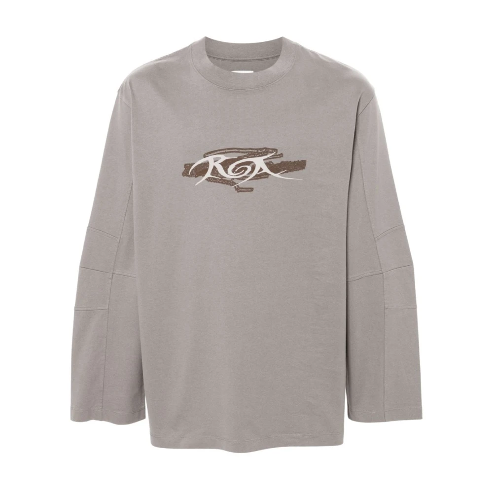 ROA Grafische Print Ronde Hals Sweater Gray Heren