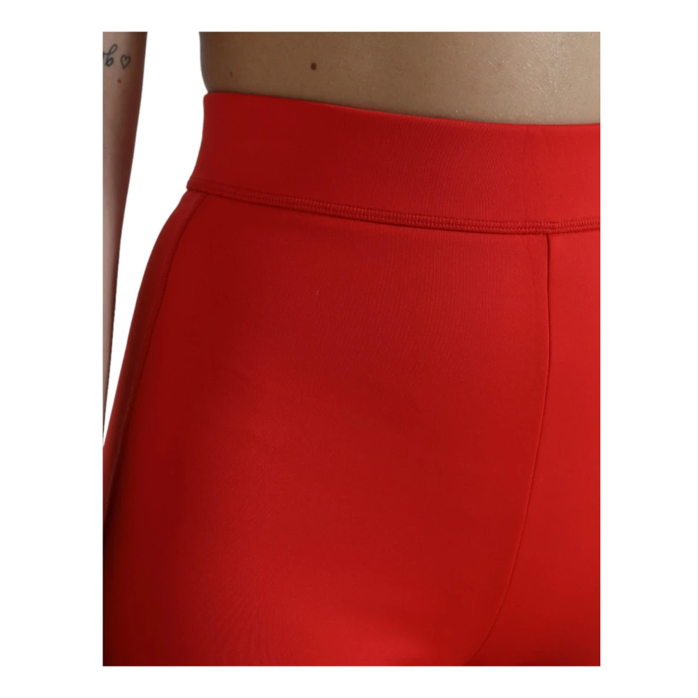 Dolce & Gabbana Hoge Taille Stretch Leggings Broek Red Dames
