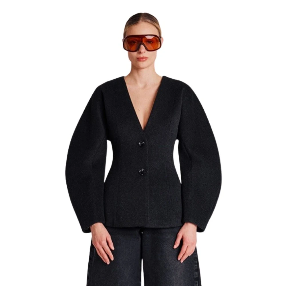 Berenice Stijlvolle Wollen Jas Black Dames