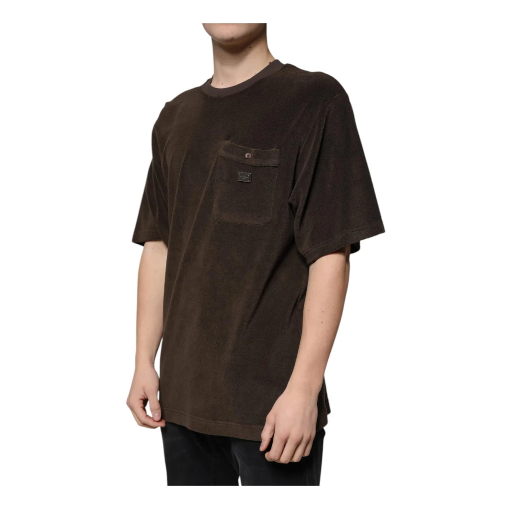 Dolce & Gabbana Bruin Katoenen Crew Neck T-shirt Brown Heren