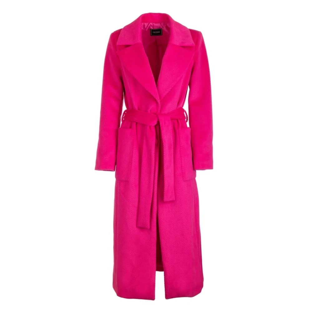 Fracomina Regular lange jas met enkel rijgsluiting Fs23Wc1005W48601 Pink Dames