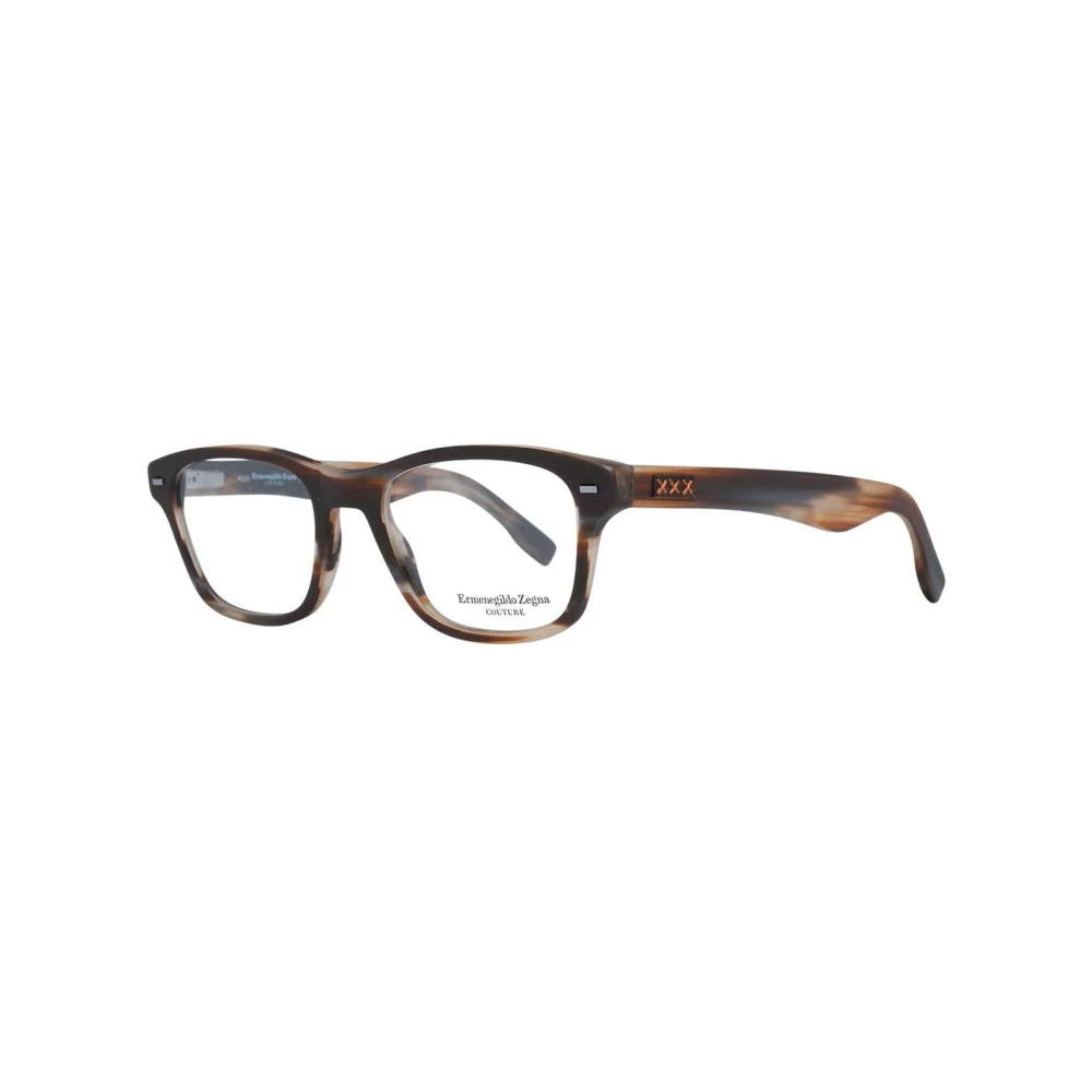 Ermenegildo Zegna Bruine Trapezium Optische Monturen met Veerscharnier Brown Heren