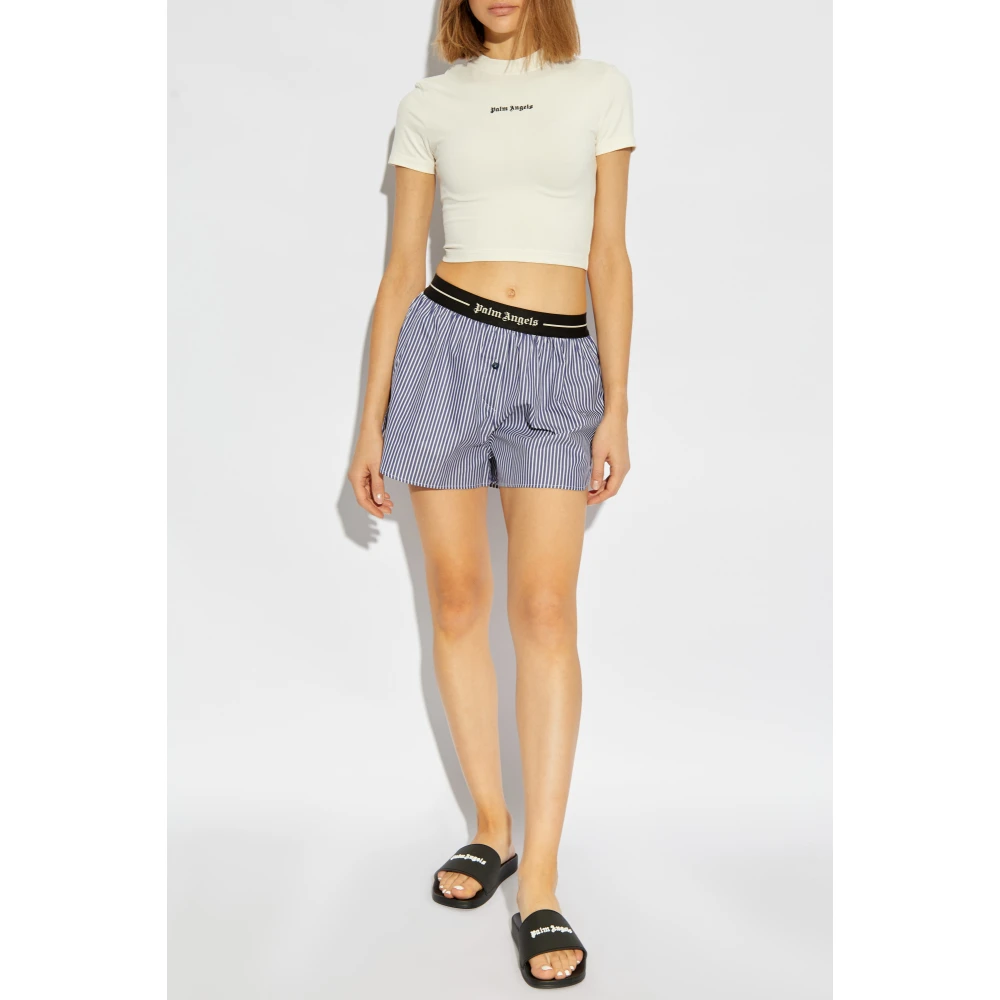 Palm Angels Gestreepte patroon shorts Blue Dames