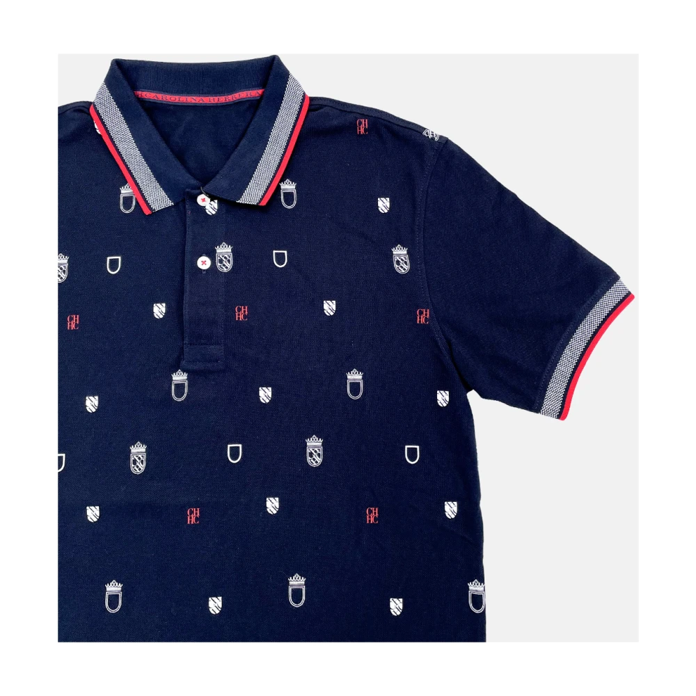Carolina Herrera Navy Shield Polo Shirt Blue Heren