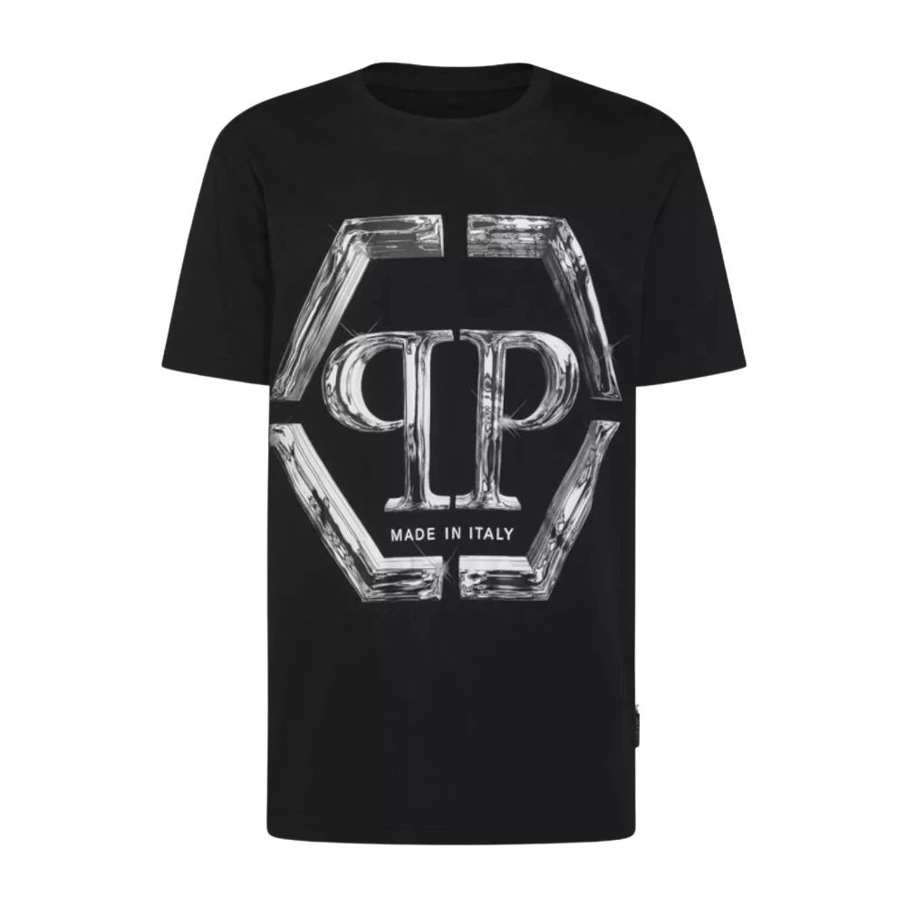 Philipp Plein Zwart Logo T-shirt SS Glas Black Heren