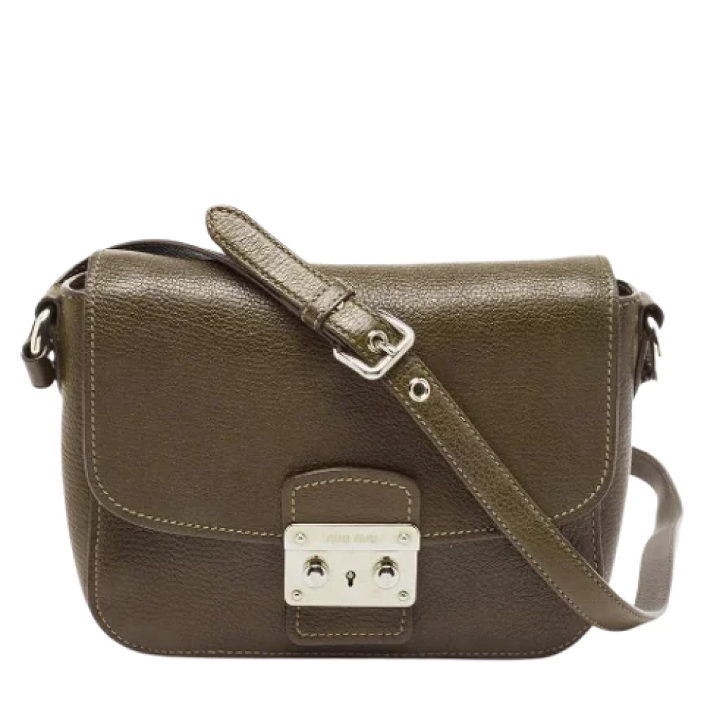 Miu Pre-owned Leather crossbody-bags Green Dames