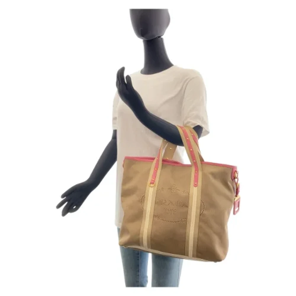 Prada Vintage Pre-owned Canvas totes Beige Dames