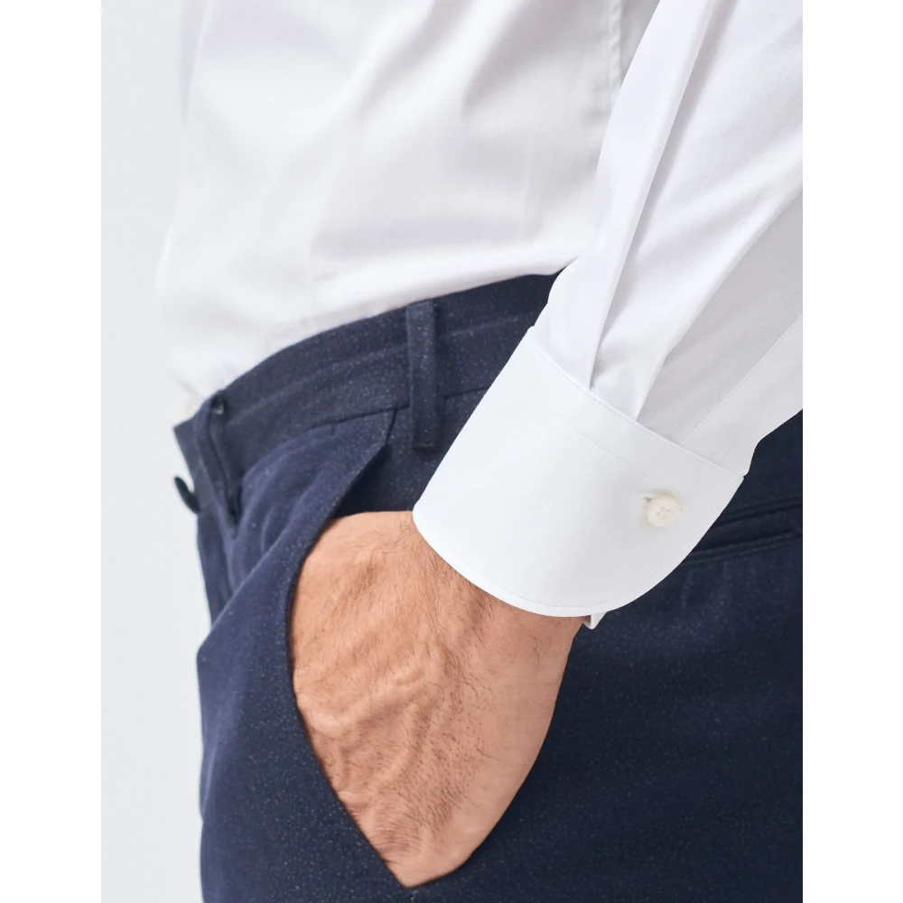 Xacus Klassieke Katoenen Stretch Overhemd Lange Mouw White Heren