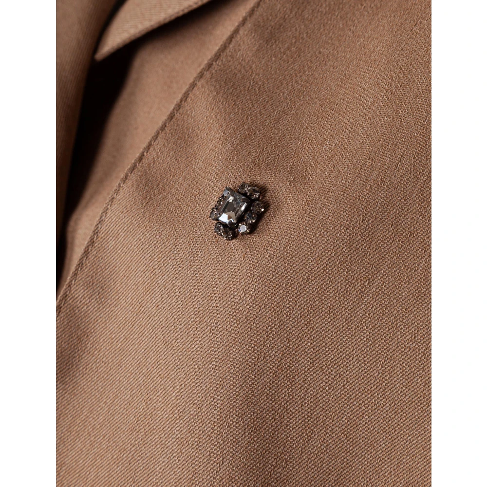 Golden Goose Katoenen Trenchcoat met Kristalstenen Brown Dames
