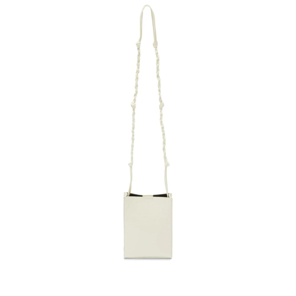 Jil Sander Schoudertas met Krokodilleneffect White Dames