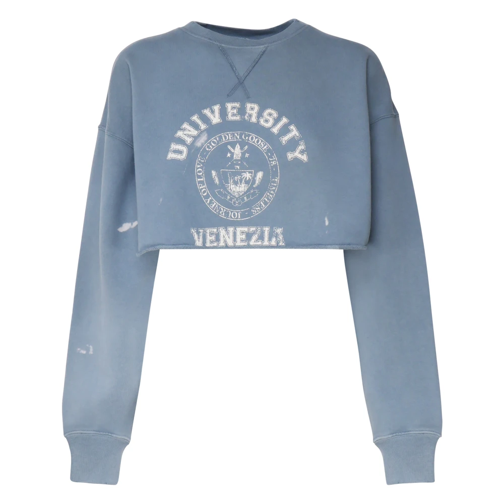Golden Goose Blauwe Katoenen Sweatshirt met Ronde Kraag Blue Dames