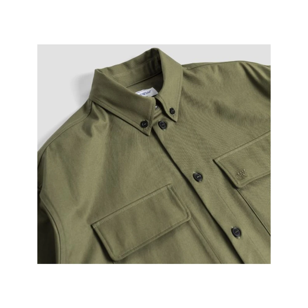 Off White Militair Groene Overshirt met Klepzakken Green Heren