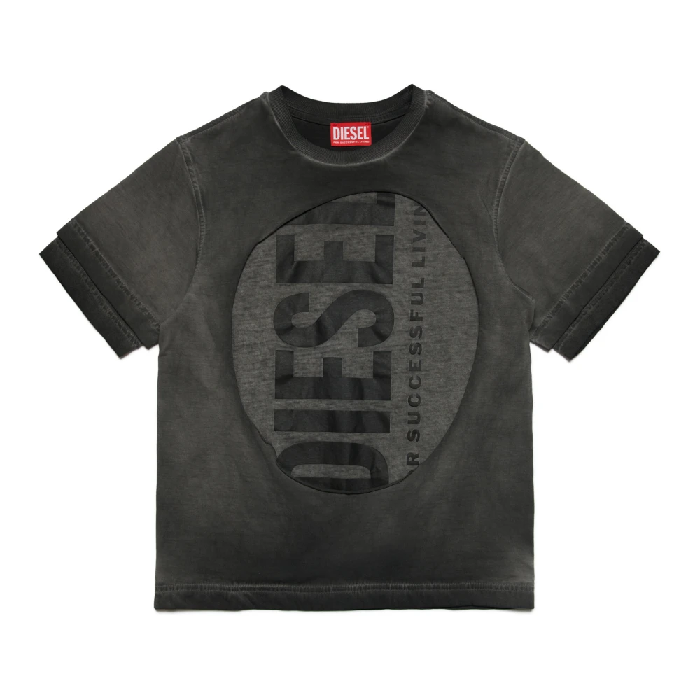 Diesel Märkt dubbellagers T-shirt Black, Pojke