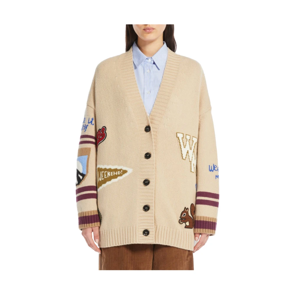 Max Mara Weekend Beige Geribbelde Knoop-Up Vest Beige Dames