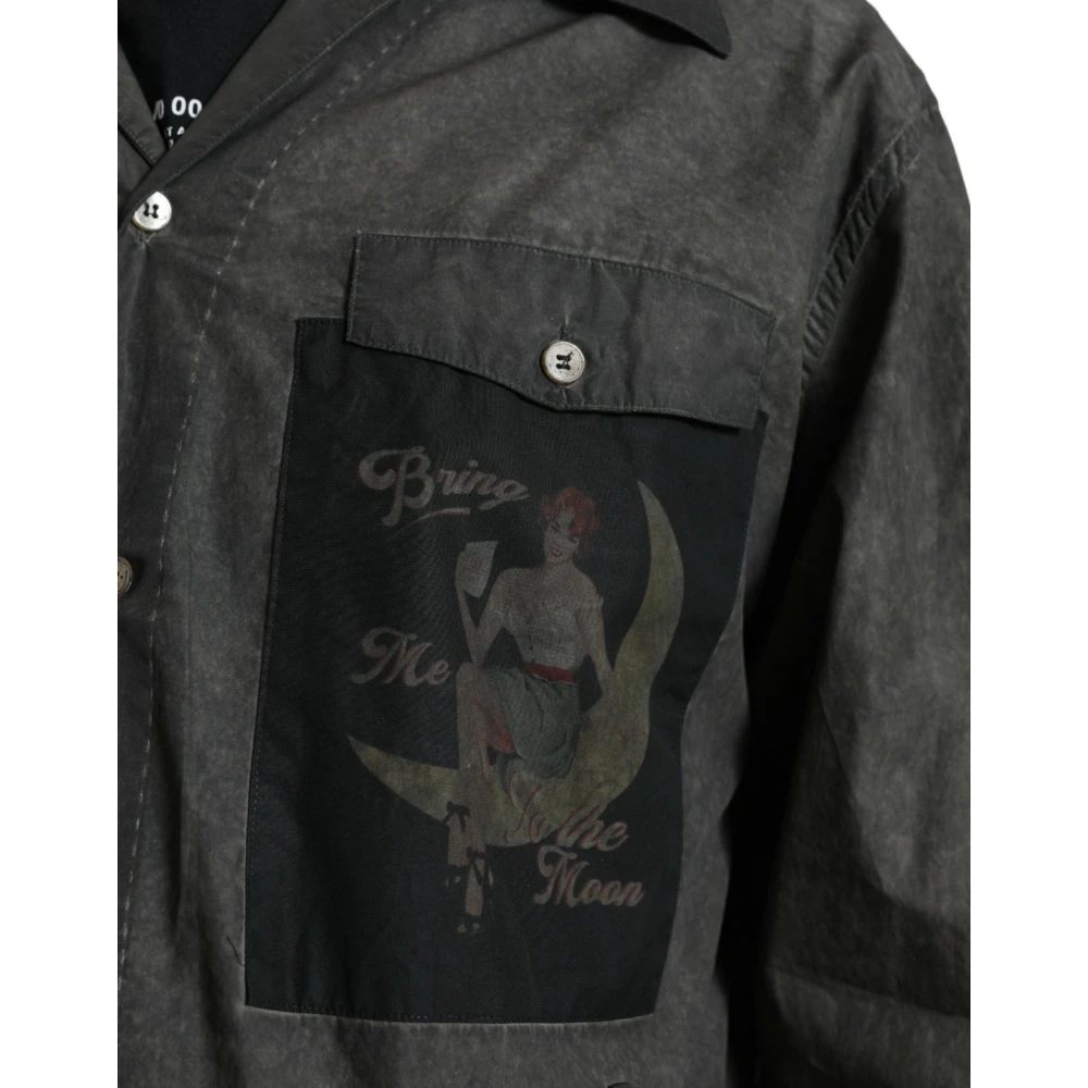 Dolce & Gabbana Donkergrijs Katoenen Knoopshirt Gray Heren