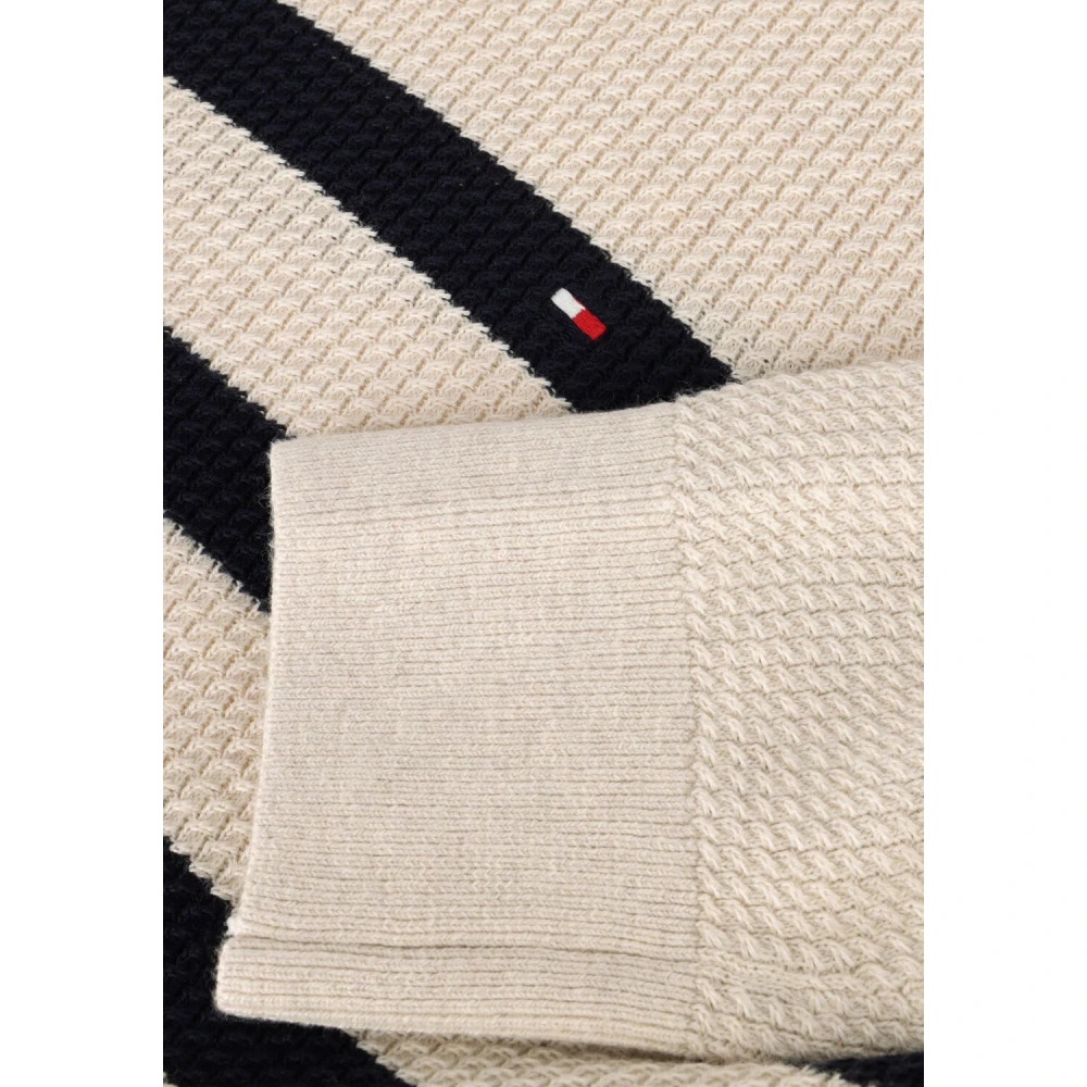 Tommy Hilfiger Beige Gestreepte Crew Neck Trui Beige Heren