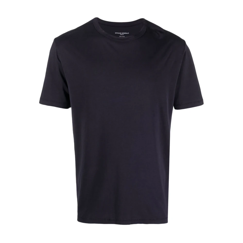 Officine Générale Lyocell Katoenen T-Shirt Medium Blue Heren