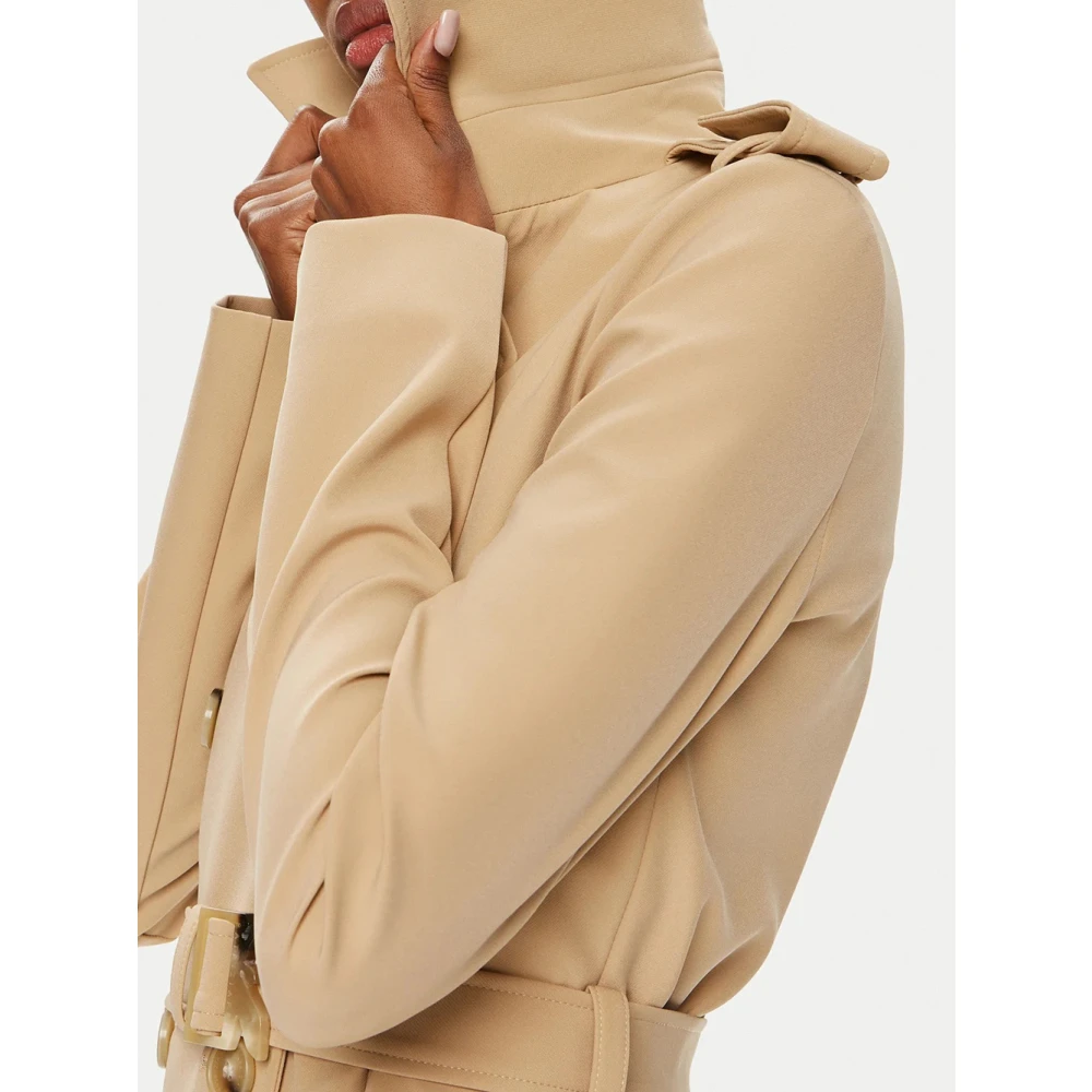 PATRIZIA PEPE Beige Trenchcoat met Fly Buckle Brown Dames