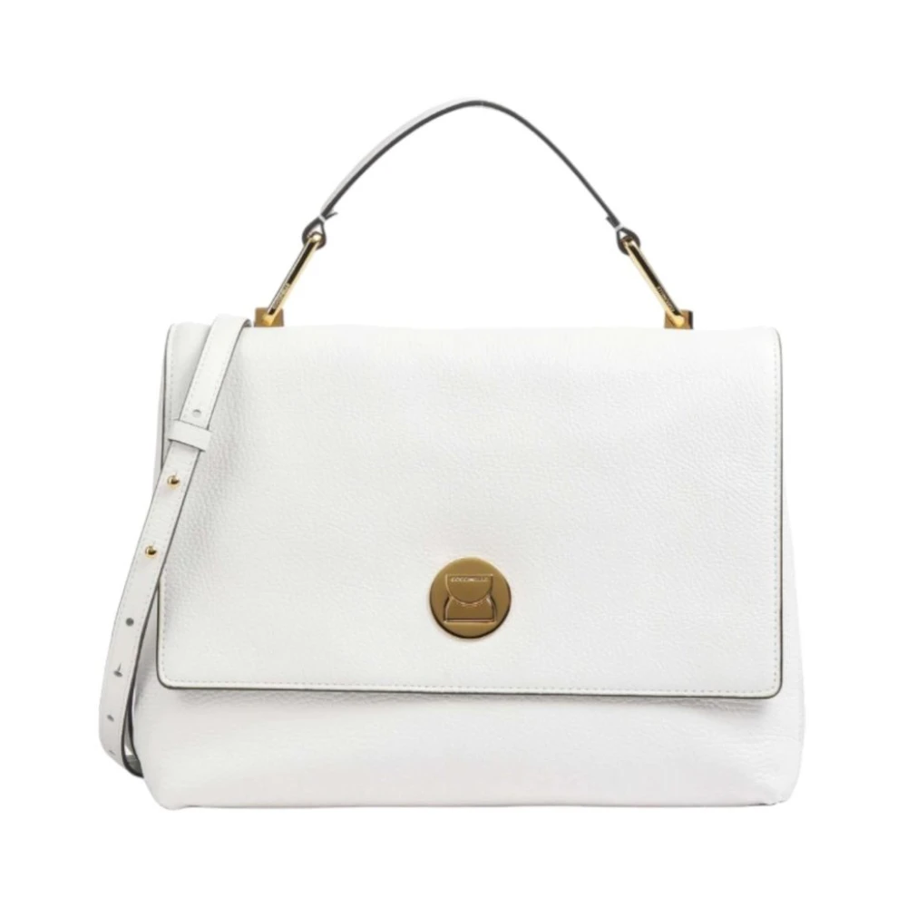 Coccinelle Leren schoudertas met verstelbare band White Dames