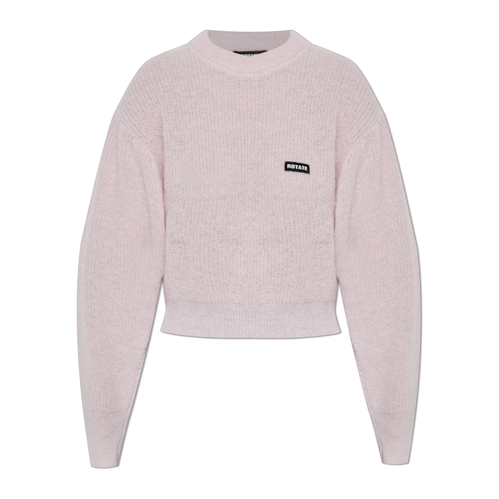 Rotate Birger Christensen Women's Pink Jumper With Logo - Round-Neck Knitwear - Xs - Knitwear
