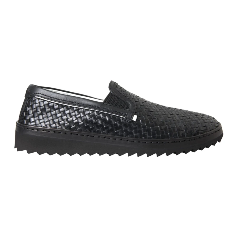 Dolce & Gabbana Men's Black Woven Leather Loafers Shoes - Loafers - 6 Uk - Shoes