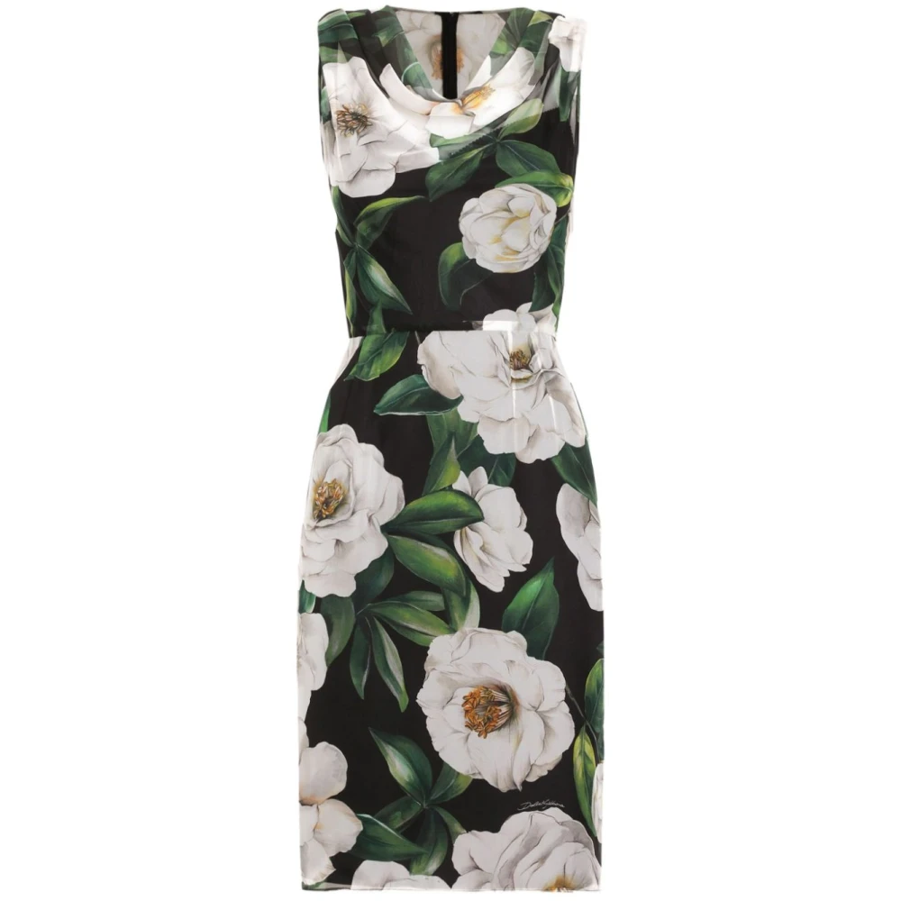 Dolce & Gabbana Witte Gardenia Print Jurk Multicolor Dames
