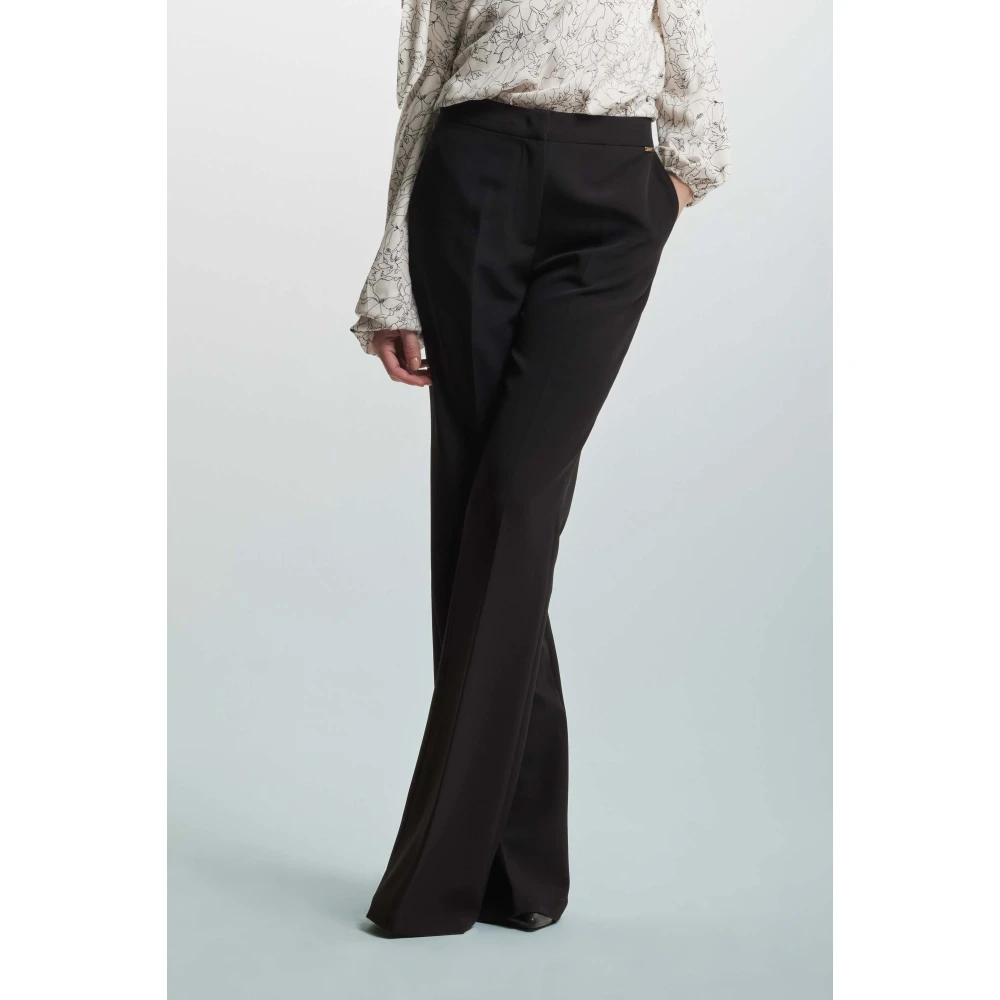 Kocca Elegante broek met hoge taille en plooien Black Dames