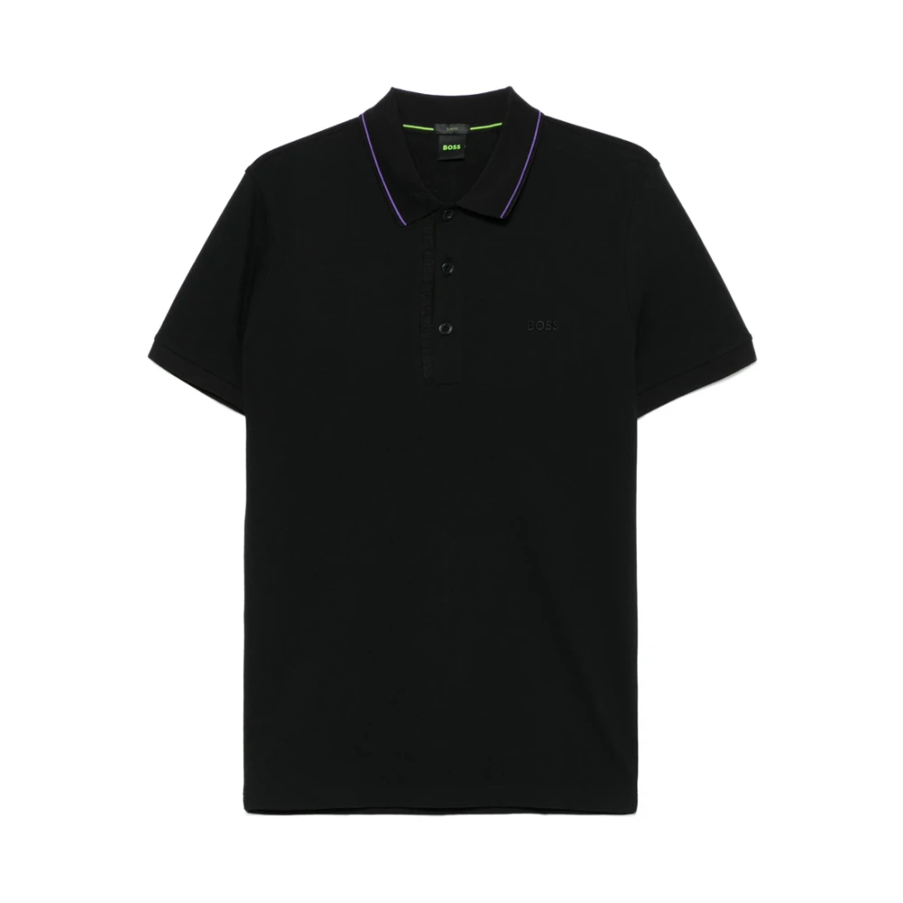 Hugo Boss Zwarte Sweater met Geborduurd Logo en Korte Mouwen Black Heren