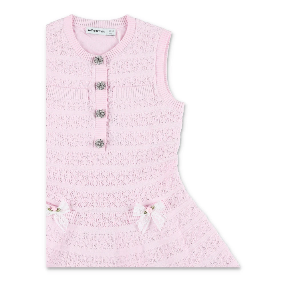 Self Portrait , Dresses, Female, Pink, 8 Y | 128 Cm, Lace Bow Knit Dress - Image 2