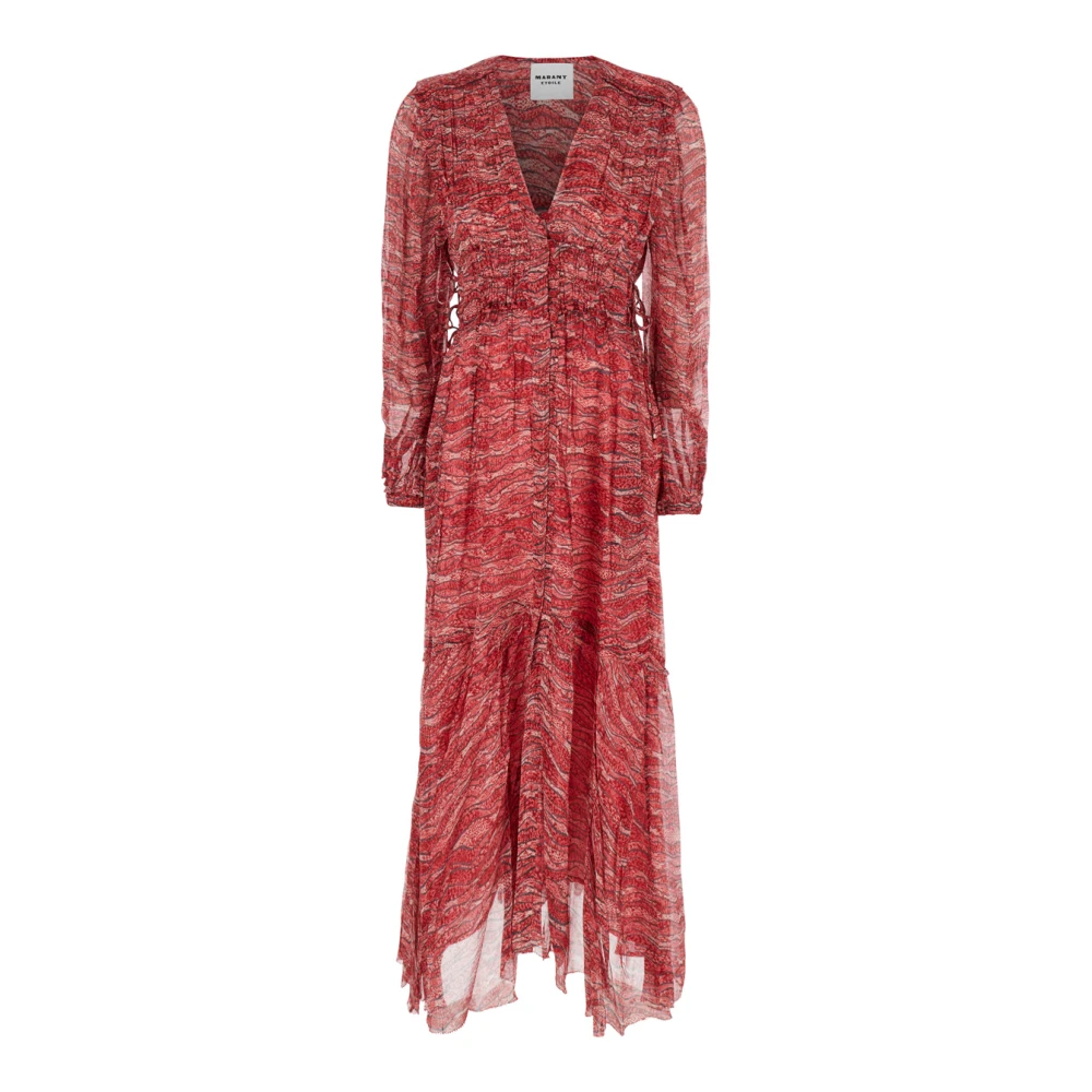 Isabel Marant Étoile Rode Lange Jurk met V-hals Red Dames