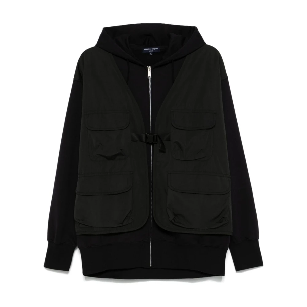 Comme des Garçons Zwarte Laagjes Ritsjas Met Capuchon Ontwerp Black Heren