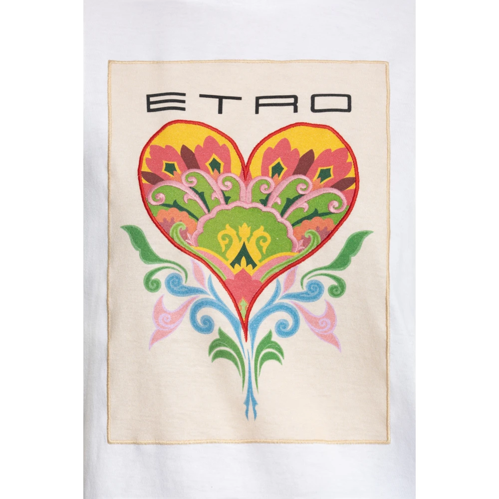 ETRO T-shirt met borduursel White Dames