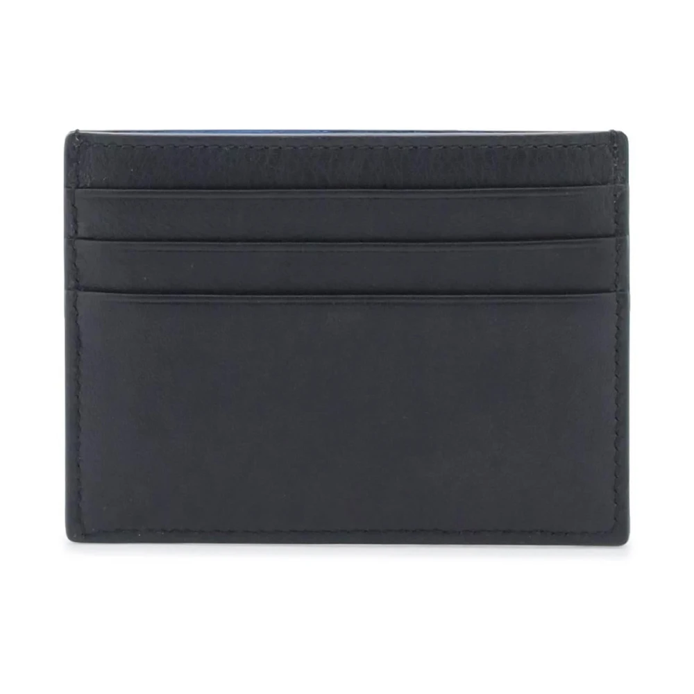 alexander mcqueen Leren Cardholder met Harnas Detail en Logo Print Black Heren