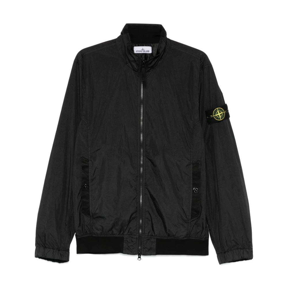 Stone Island Black Light Jackets, Male, S, Jacket Ss25 Lightweight Logo Badge