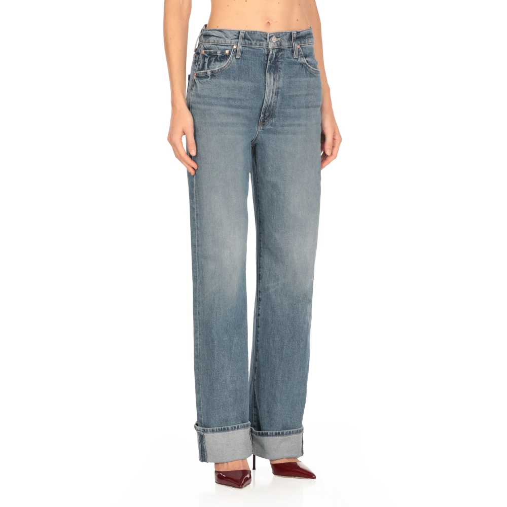 Mother Blauwe Katoenen Jeans met Riemlussen Blue Dames