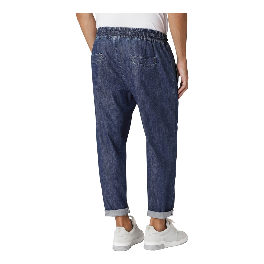 Eleventy Katoen Linnen Stretch Jogger Broek Blue Heren