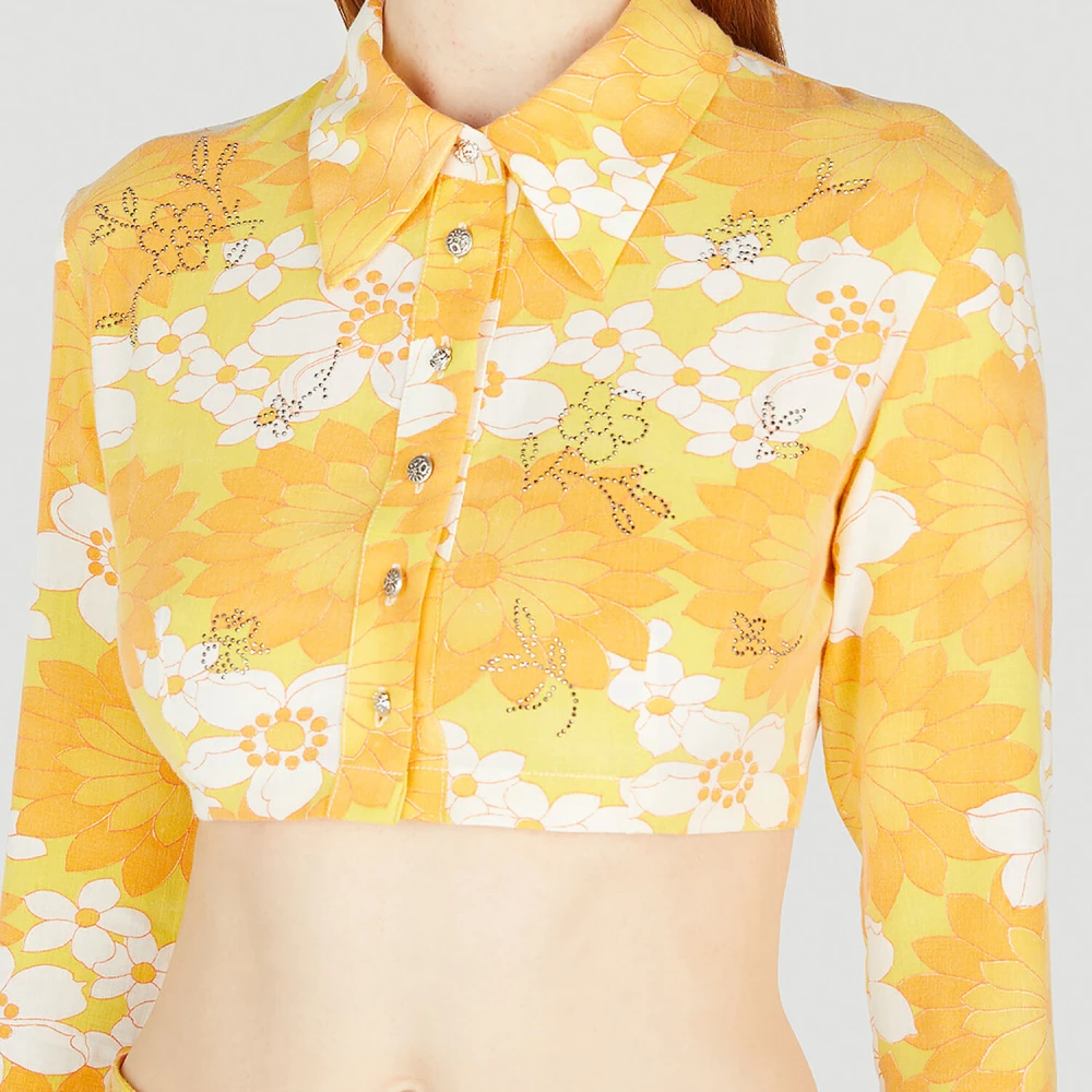 Rave Review Bloemen Cropped Shirt Multicolor Dames