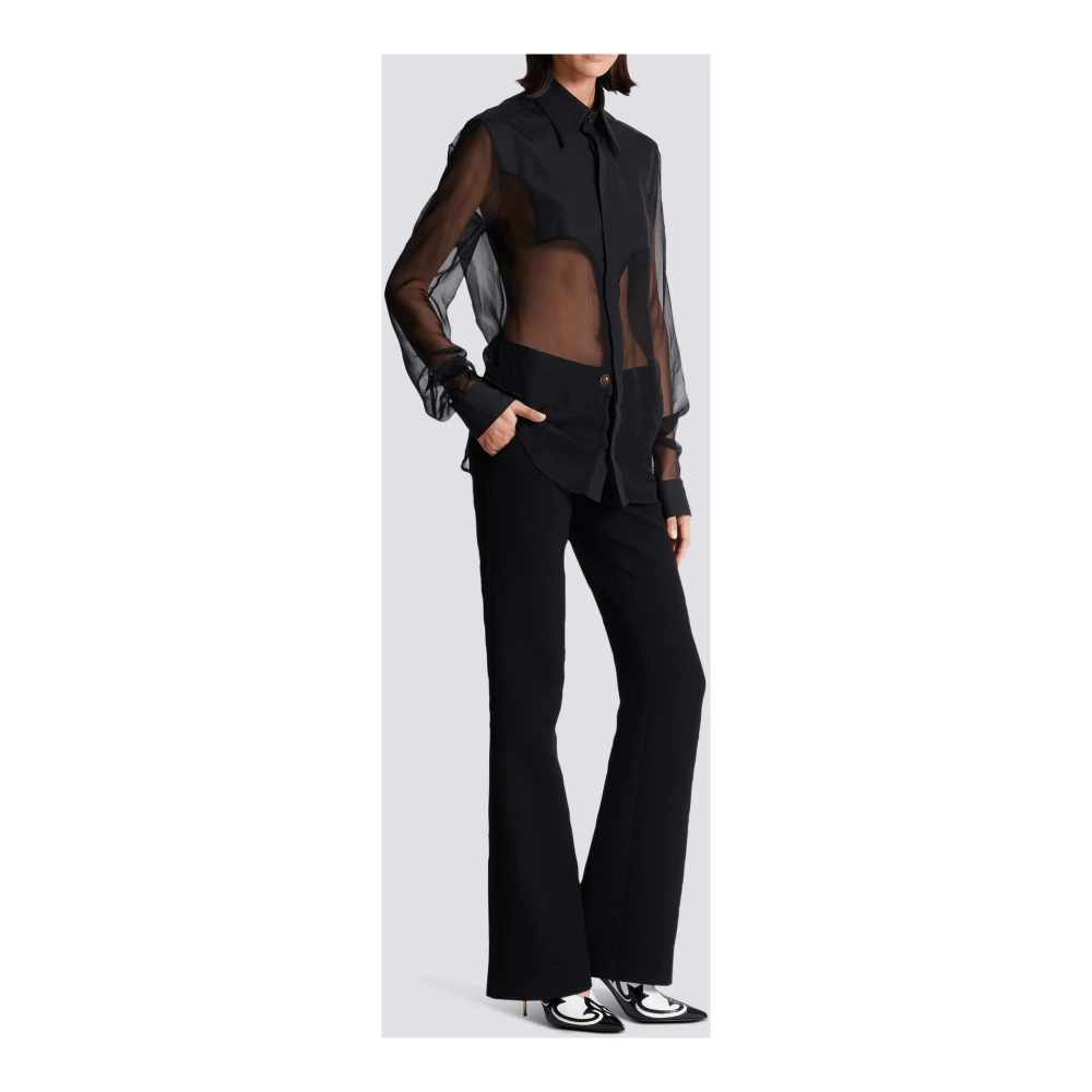 Balmain Zijden Western Overhemd Black Dames