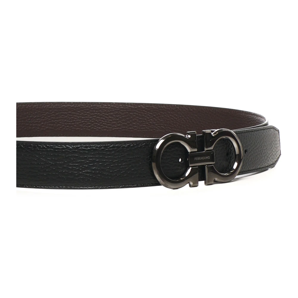 Salvatore Ferragamo Zwart leren Gancini gesp riem Black Heren