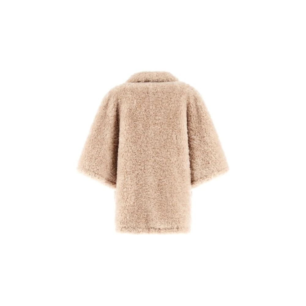 Herno Imitatiebont Dubbelbreasted Jas met Zakken Beige Dames