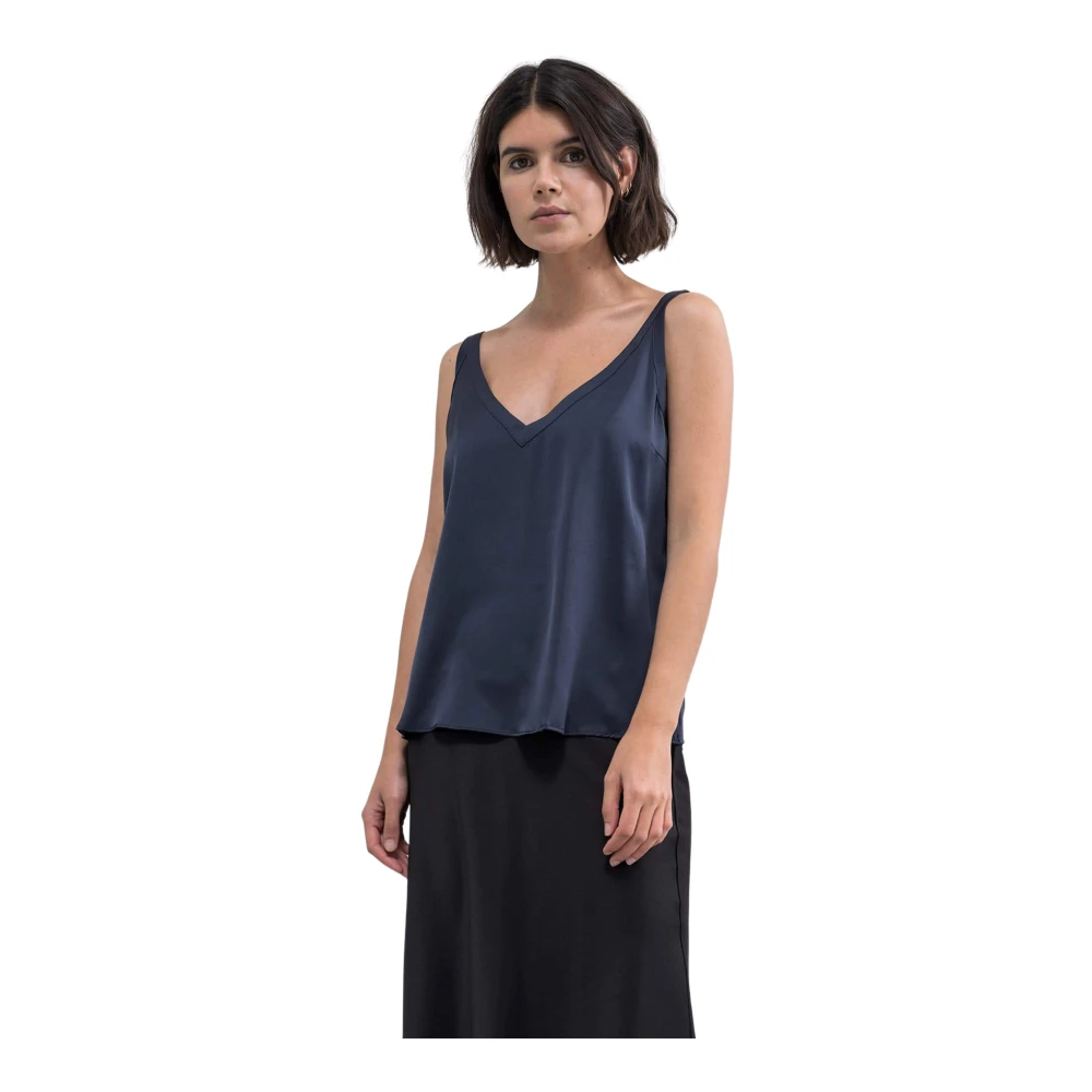 Ahlvar Gallery Elegant V-Neck Tank Top Blue Dames