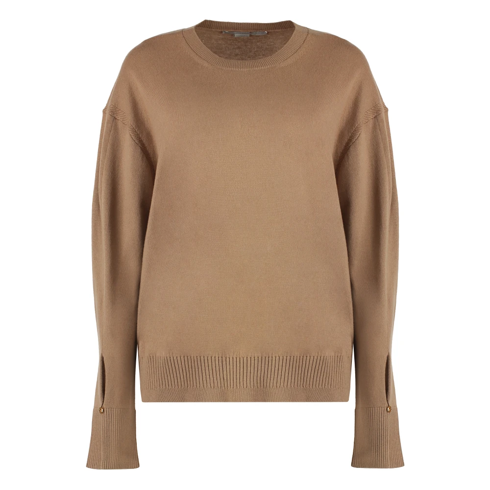 Stella Mccartney Geribbelde gebreide wollen trui Brown Dames