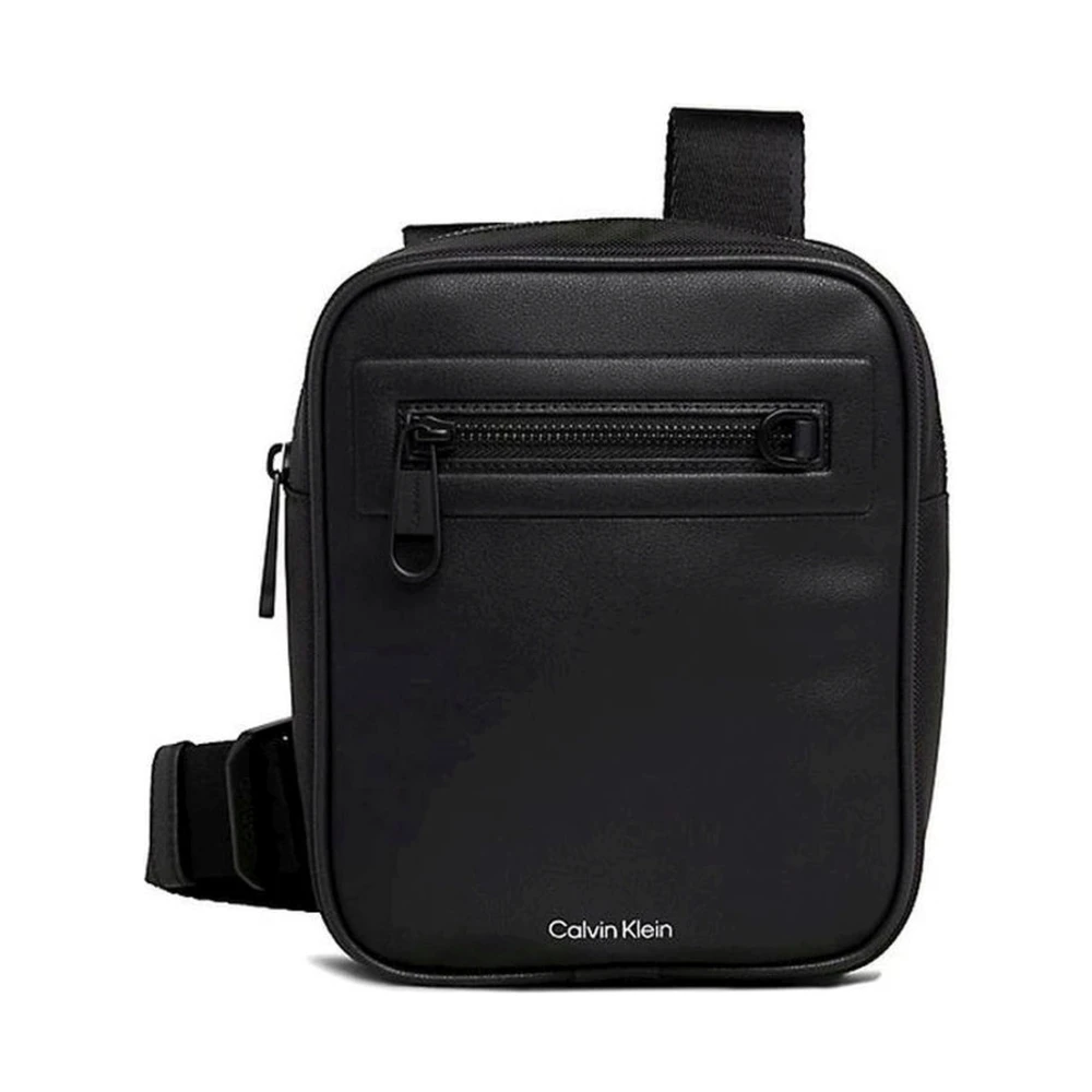 Calvin Klein Zwarte Crossbody Tas Reporter Stijl Black Heren