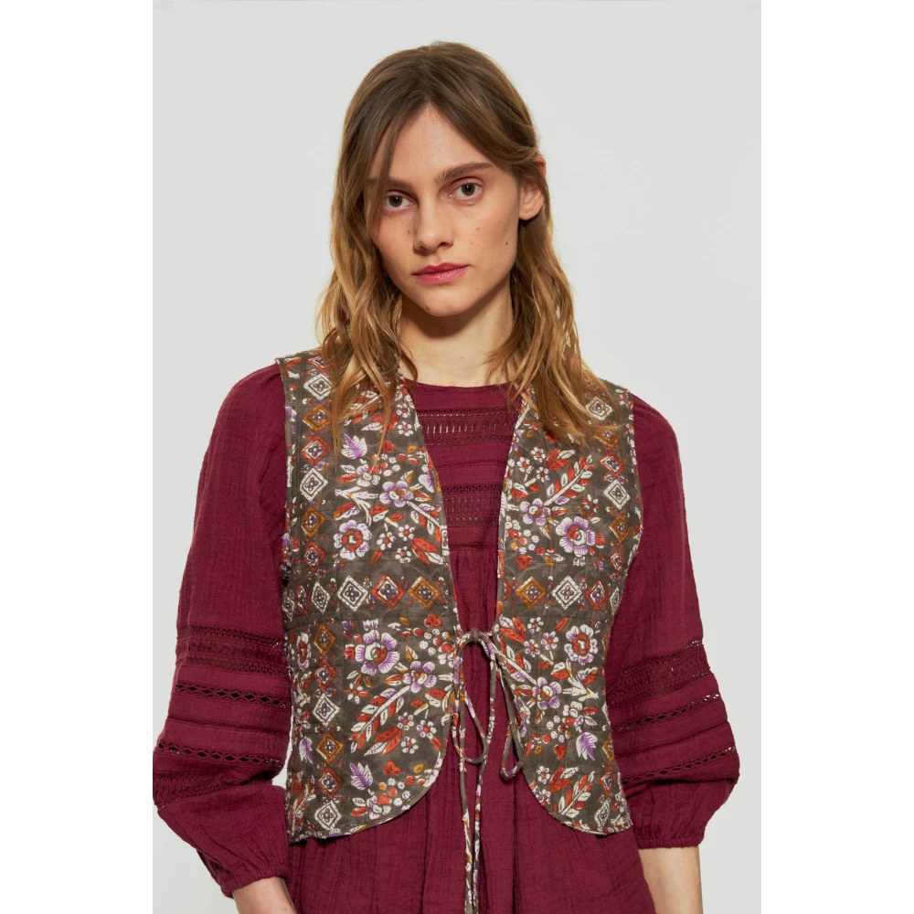 Antik batik Bloemenprint gilet Multicolor Dames