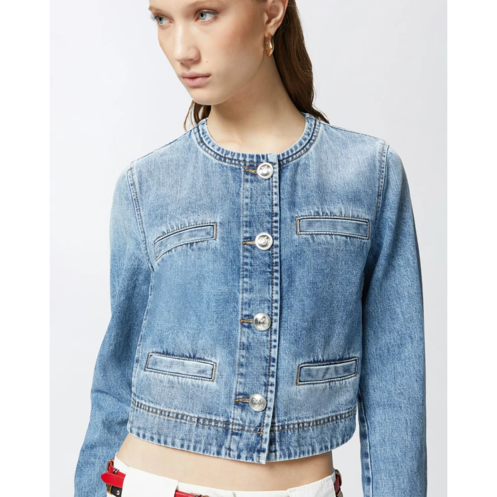 pinko Denim jasje met Love Birds knopen Blue Dames